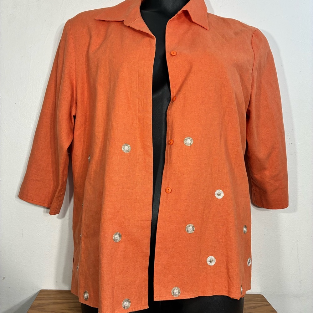 Richard Malcolm Linen Rayon Jacket blouse size 14 - Picture 2 of 10